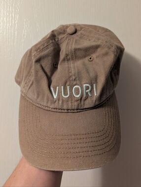 Vuori Dad Hat Ball Cap Running Hat Tan One Size Vintage Style Distressed